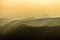 Mountains landscape layers in fog, Saxon-Bohemian Switzerland, Czech republic