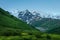 Mountains landscape. Snowy summits in Caucasus