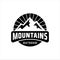 Mountains logo emblem vector illustration. Outdoor adventure expedition
