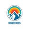 Mountains - logo template illustration. Outdoor adventure creative badge sign. Graphic design element