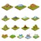 Mountains, massive cartoon icons in set collection