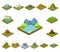 Mountains, massive cartoon icons in set collection for design. The surface of the earth vector isometric symbol stock