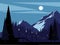 Mountains on a moonlit night. Background