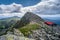 Mountains with motion blur clouds