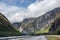 Mountains near Andalsnes in Norway, rocky hills and beautiful sky, scenic nature