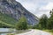 Mountains near Andalsnes in Norway, rocky hills and beautiful sky, scenic nature