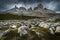 Mountains near Valle Frances in Torres del Paine National Park w