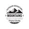 Mountains outdoor adventure - concept logo badge for t-shirt clothing. Original quality. Retro vintage style. Fashion graphic