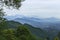 mountains overlook landscape with dujiangyan city aside