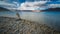 Mountains and Pangong tso (Lake) with blur clouds