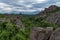 Mountains panorama of Belogradchik cliff rocks, nature gem landmark,