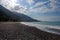 Mountains and pebble beaches of the coast of Gagra.