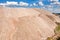 Mountains of products for the production of potash salt.Salt mountains near the city of Soligorsk.Production of fertilizer for the