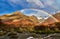 Mountains and a rainbow in the national park Los Glaciares. Argentine Patagonia in Autumn