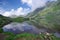 Mountains reflecting on lake