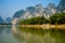 Mountains reflecting on lake