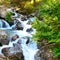 Mountains river with rapids and rocky coasts