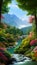 Mountains and rivers beautiful scenery illustration Double ninth Festival background material
