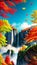 Mountains and rivers beautiful scenery illustration Double ninth Festival background material