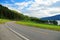 Mountains road sky landscape mountain summer travel empty highway nature asphalt green forest rural way blue beautiful trip route