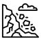 Mountains rockfall icon, outline style