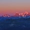 Mountains Schreckhorn, Eiger and Monch at sunset. View from Mount Niesen. Switzerland.