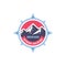 Mountains sdventure outdoors - concept badge. Climbing logo in flat style. Extreme exploration sticker symbol.  Camping & hiking