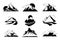 Mountains silhouettes vector illustration. Mountain set for outdoor leisure hiking travel