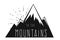 Mountains with snow-capped peaks. Logo in the style of engraving