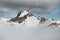 Mountains snowy peak in clouds minimal Landscape