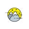 Mountains stars line icon