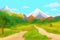 Mountains, summer, nature. landscape Vector drawing.