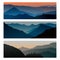 Mountains sunrise and mountains sunset horizontal banner. Travel mountain landscape. Vector illustration