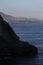 Mountains at sunset on the coast of the New World in Crimea. Trail of Prince Golitsyn