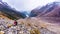 Mountains surrounding the moraines of Victoria Glacier