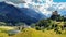 Mountains surrounding the village and Castle of Tarasp Graubunden, Switzerland