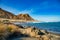 Mountains at Tora beach on the remote deserted wild rugged east coast of the Wairarapa