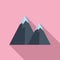 Mountains travel icon flat vector. Retirement voyage walk