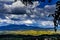 Mountains of Tuscany. Landscape of a cultivated grasslands.