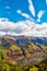 Mountains with valley holding small mountain village of Telluride in Colorado, USA