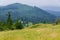 Mountains view as seen from the entrance in fairies garden, Borsec, Romania