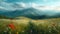 Mountains view panoramic landscape. AI generated art