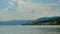 Mountains and village on the embankments of river Danube, Romania