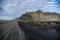 Mountains and volcanic lava sand in Stokksness, Iceland