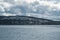 Mountains and water. landscape with lake and hills