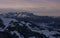 Mountains of Wilder Kaiser at Fieberbrunn during sunset in winter with snow, Tyrol Austria