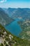 Mountainscape with Drina River on sunny day. Serbia