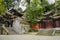 Mountainside ancient Chinese buildings in winter afternoon