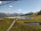 Mountainview Austria Bad Hofgastein with green forest and blue Sky