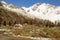 Mountan view with cabin in Preda Rossa, Val Masino, Italy